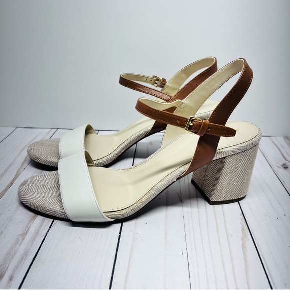 Cole Haan NEW Without Box Josie Block Heel Sandal - Cream and Brown Size 8.5 - Picture 6 of 11